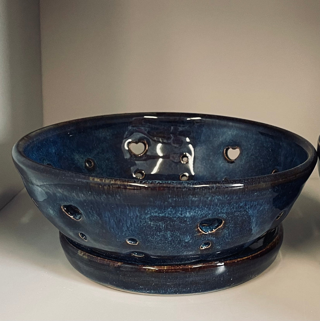 Berry Bowl with Dish, Dark Blue